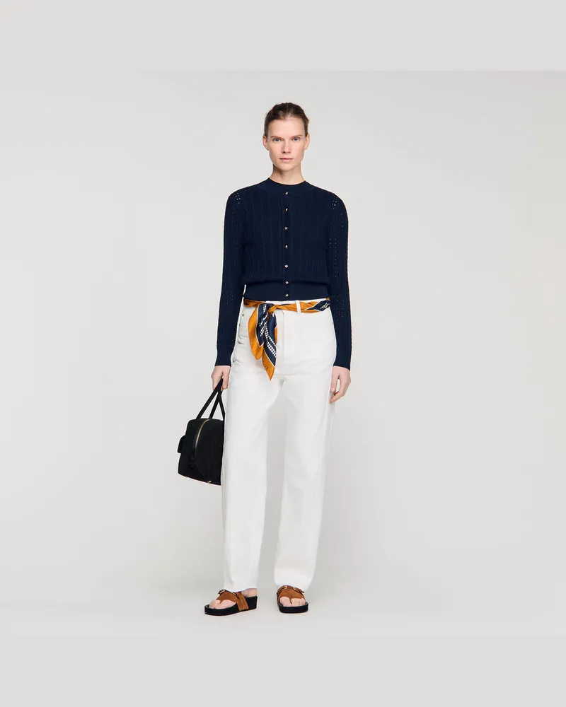 Sandro Kurzer Cardigan aus Strukturstrick Marine