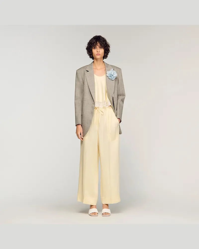 Sandro Weite Satinhose Blass-gelb