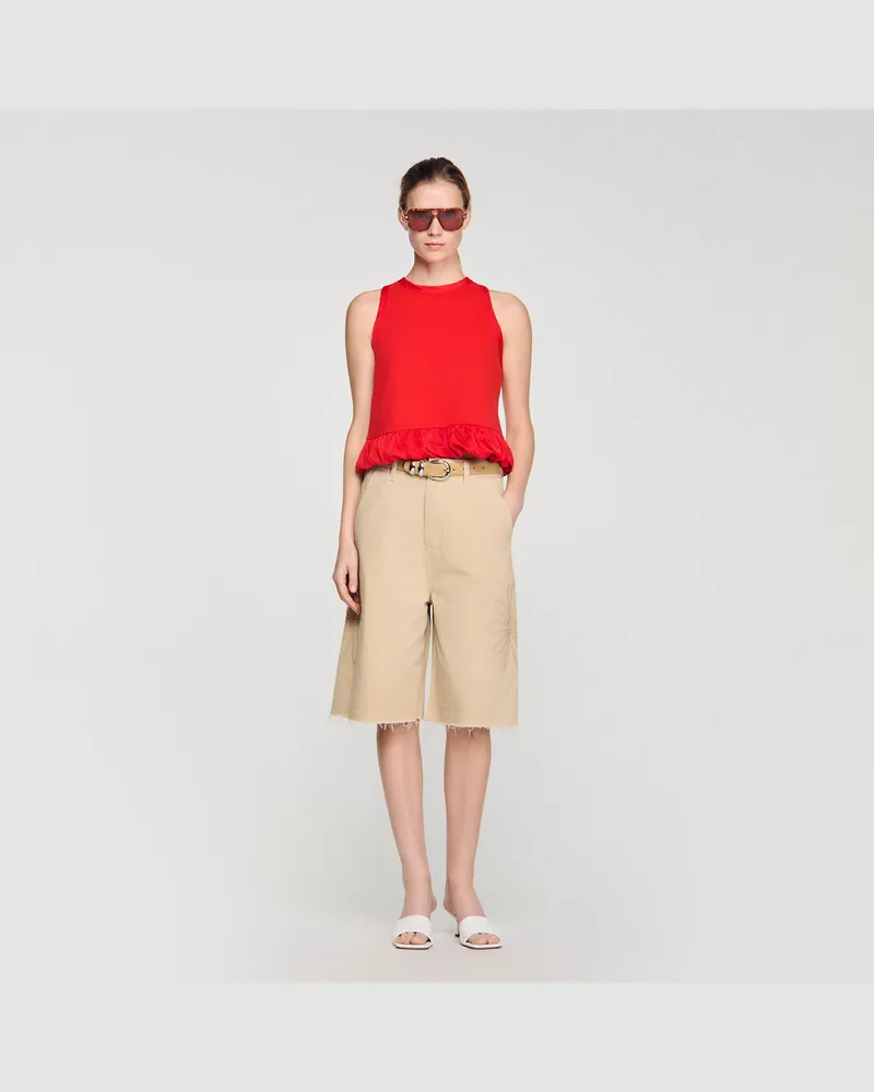Sandro Top mit Volant Rot