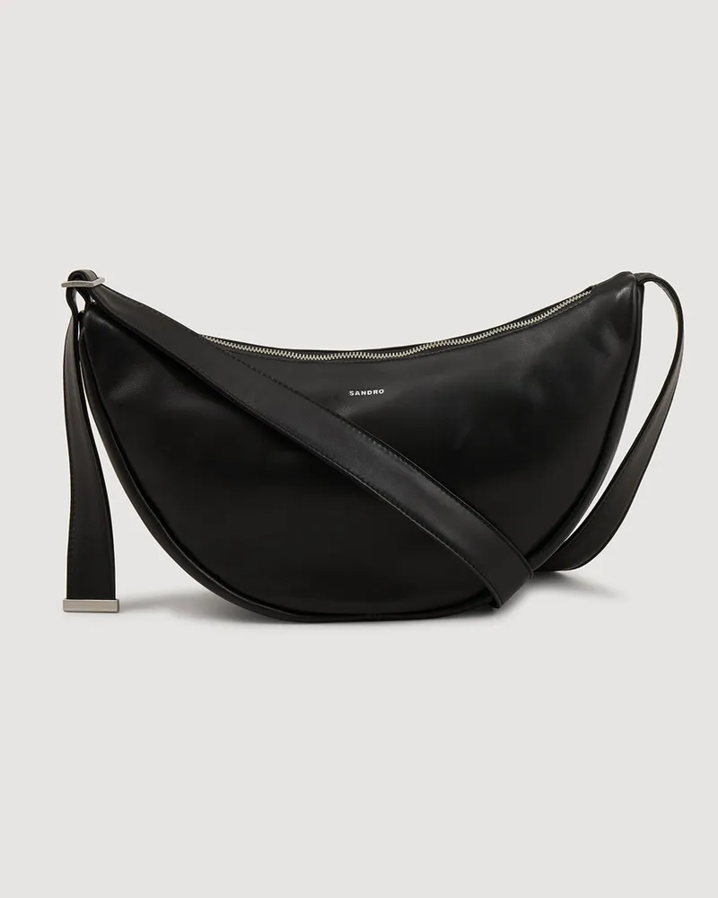 Sandro Kleine Hobo-Tasche aus Leder Schwarz