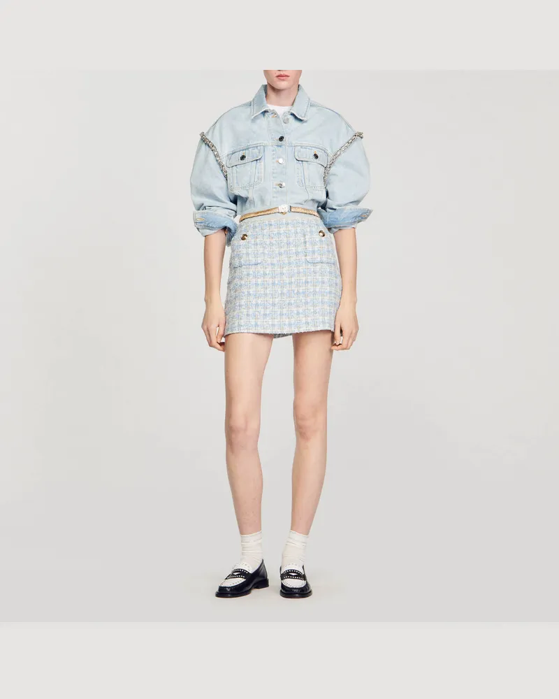 Sandro Kurzer Tweed-Rock Bleu