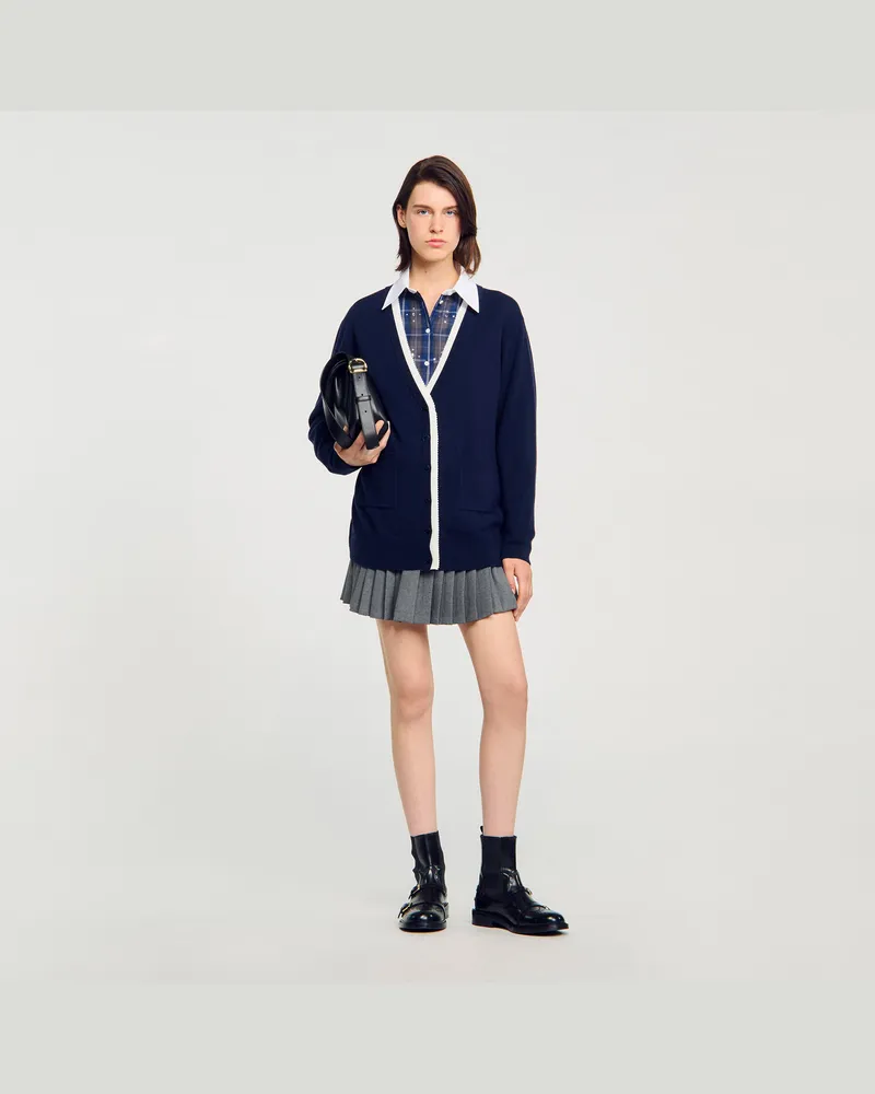 Sandro Langer zweifarbiger Cardigan Marine