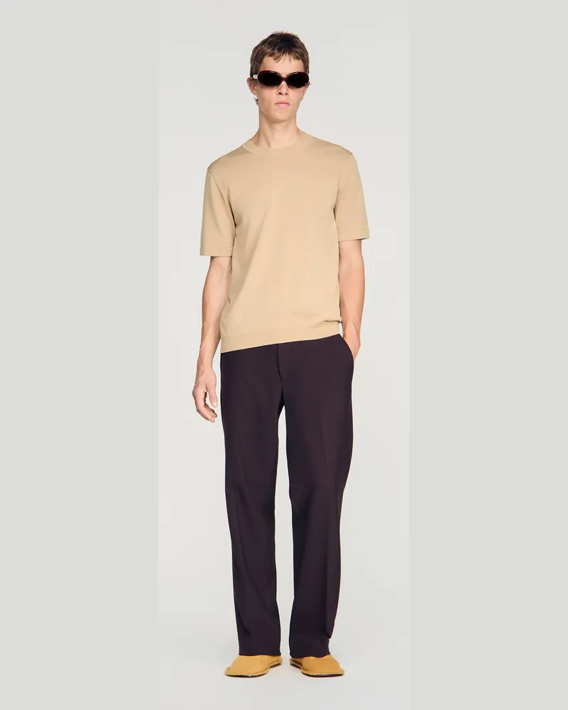 Sandro T-Shirt aus Strick Cappucino