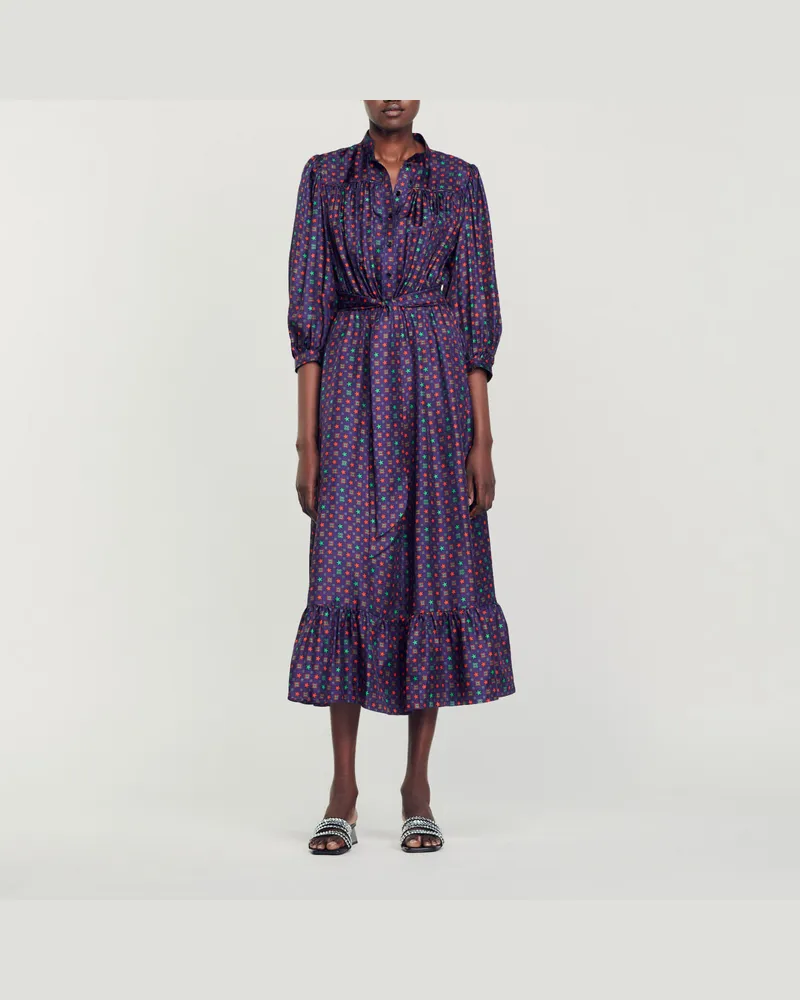 Sandro Midikleid mit Print Blau