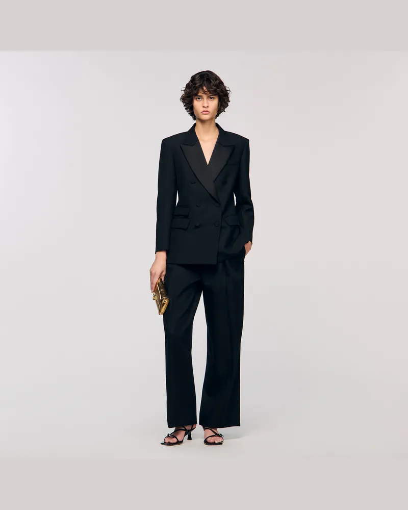 Sandro Smokingjacke mit Satinrevers Schwarz