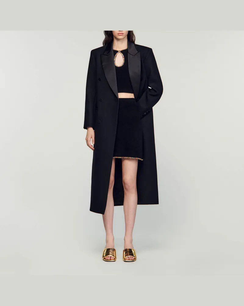 Sandro Kurzer Samtrock Schwarz