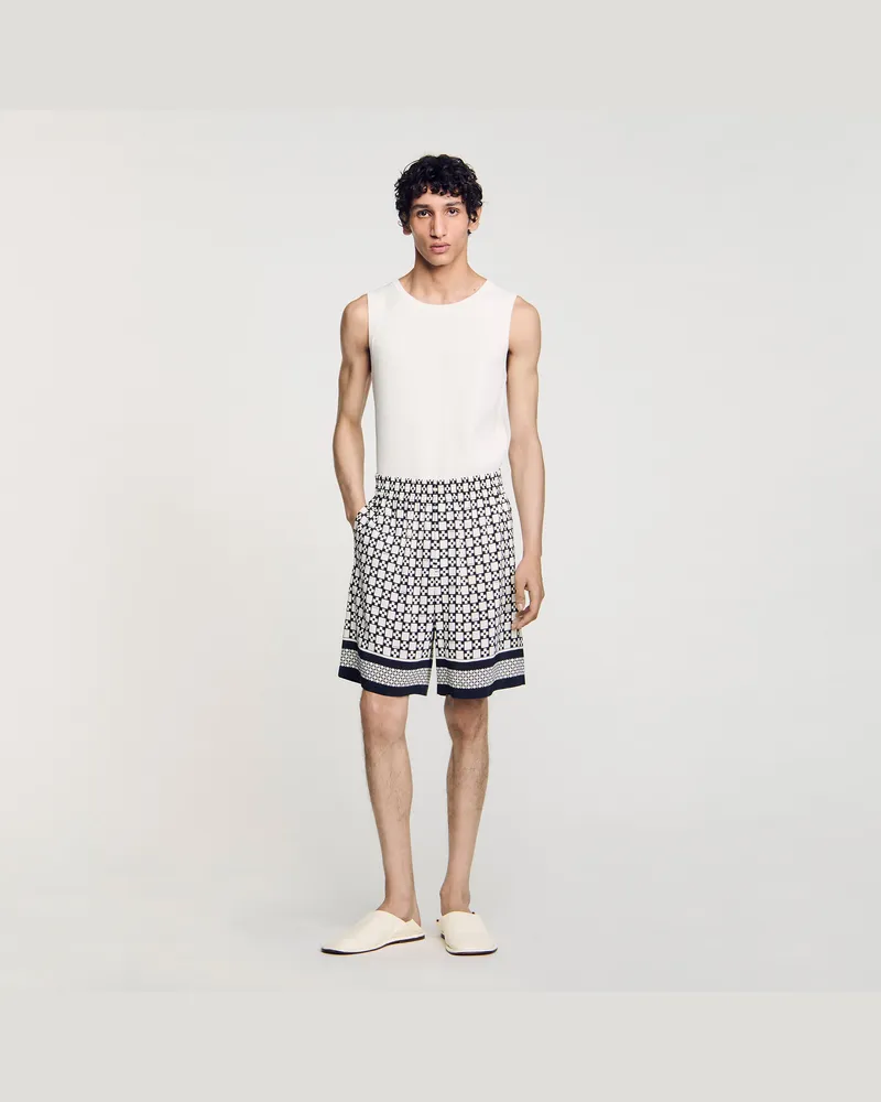 Sandro Fließende Bermudashorts mit Print Schwarz