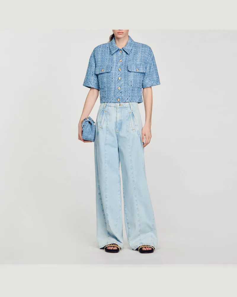 Sandro Kurze Tweedjacke Blau