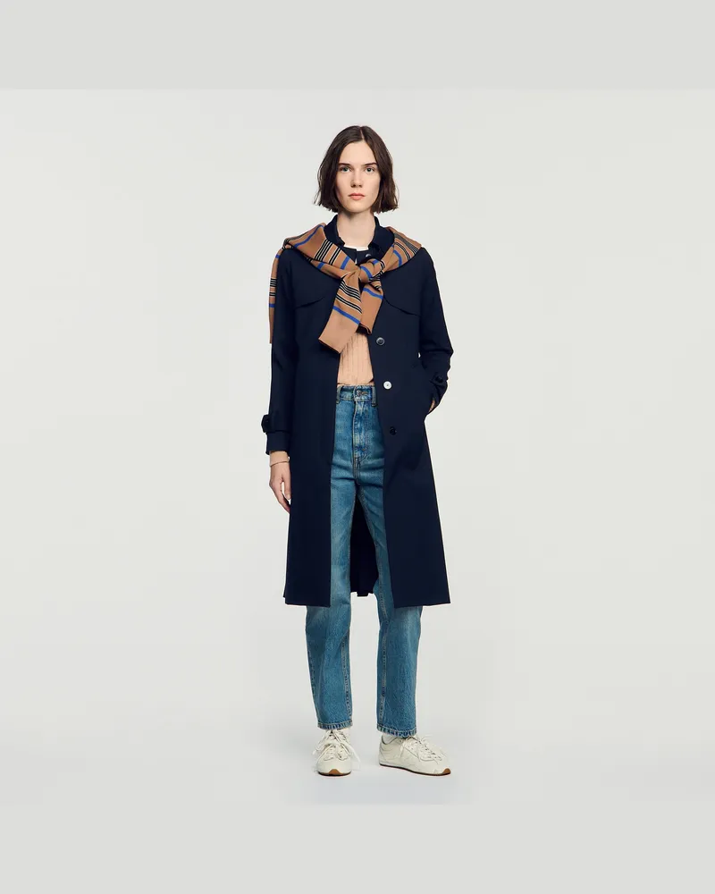 Sandro Trenchcoat mit Plissierungen Marine