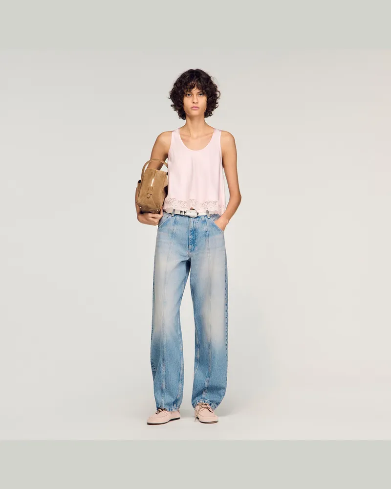 Sandro Verwaschene Barrel-Jeans Jeansblau