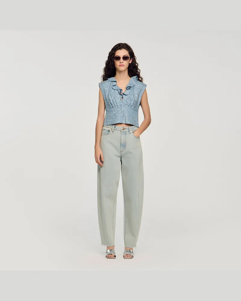 Sandro Top mit Pailletten Blau