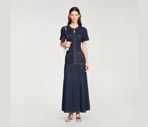 Langes Strickkleid mit Strassbesatz