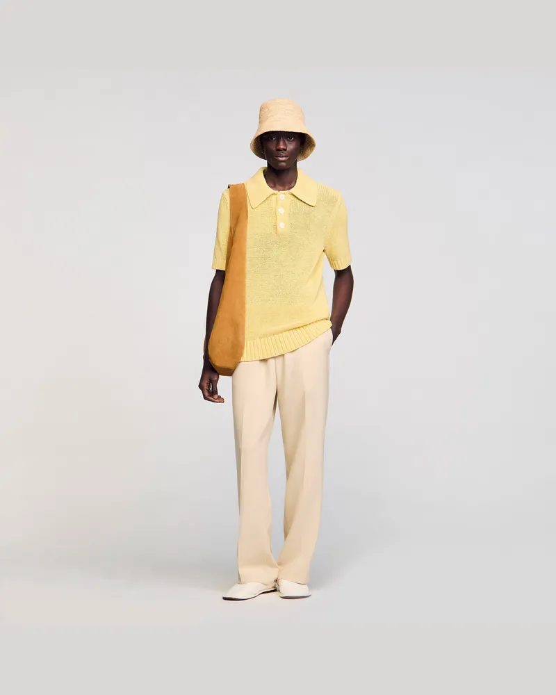 Sandro Poloshirt aus Strick Gelb