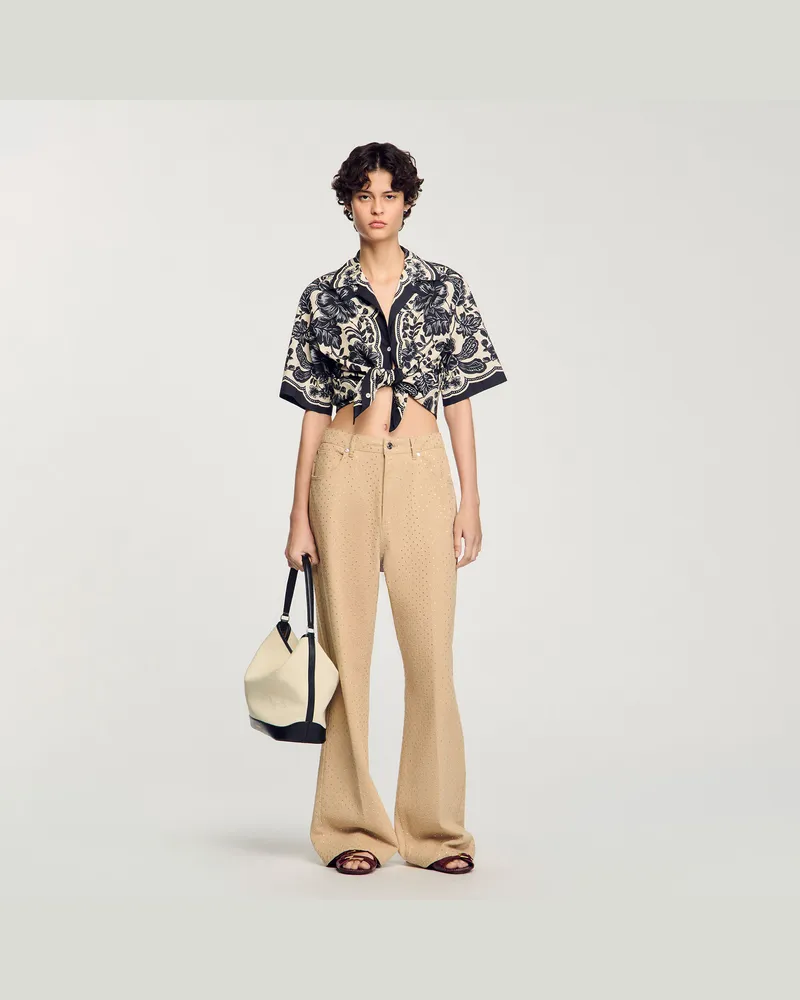 Sandro Jeans mit Strassbesatz Sand