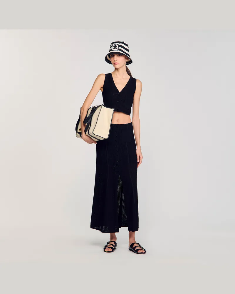 Sandro Weste mit originellem Strickmuster Schwarz