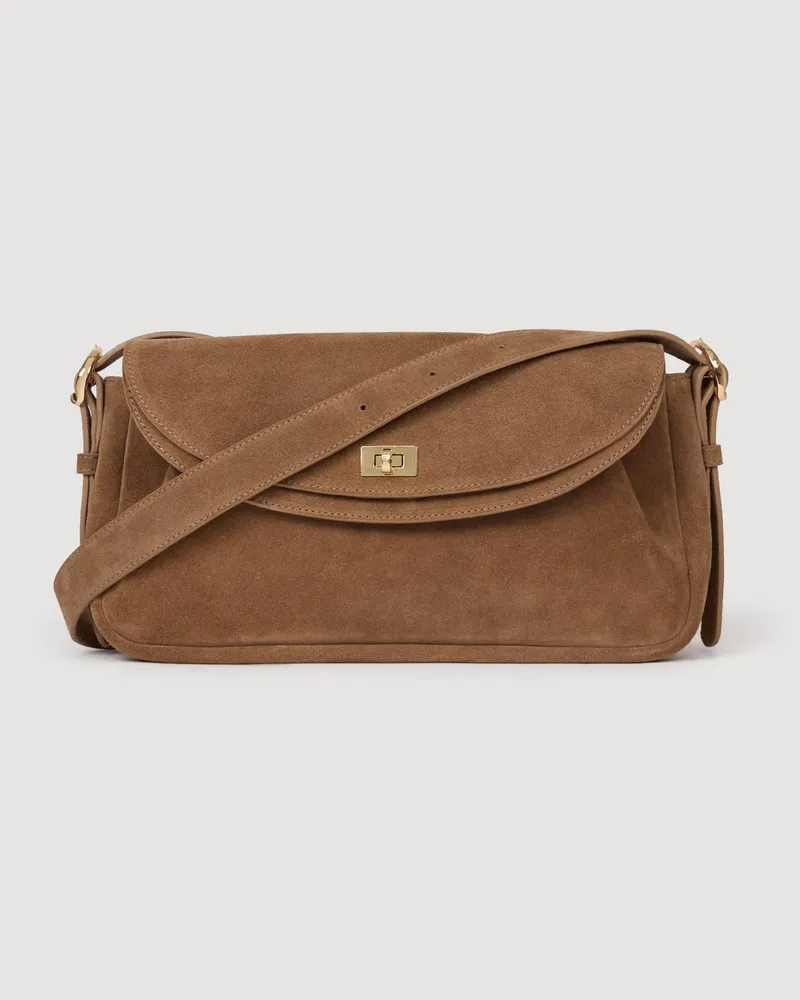 Sandro Ledertasche Le Mambo aus Wildleder Beige