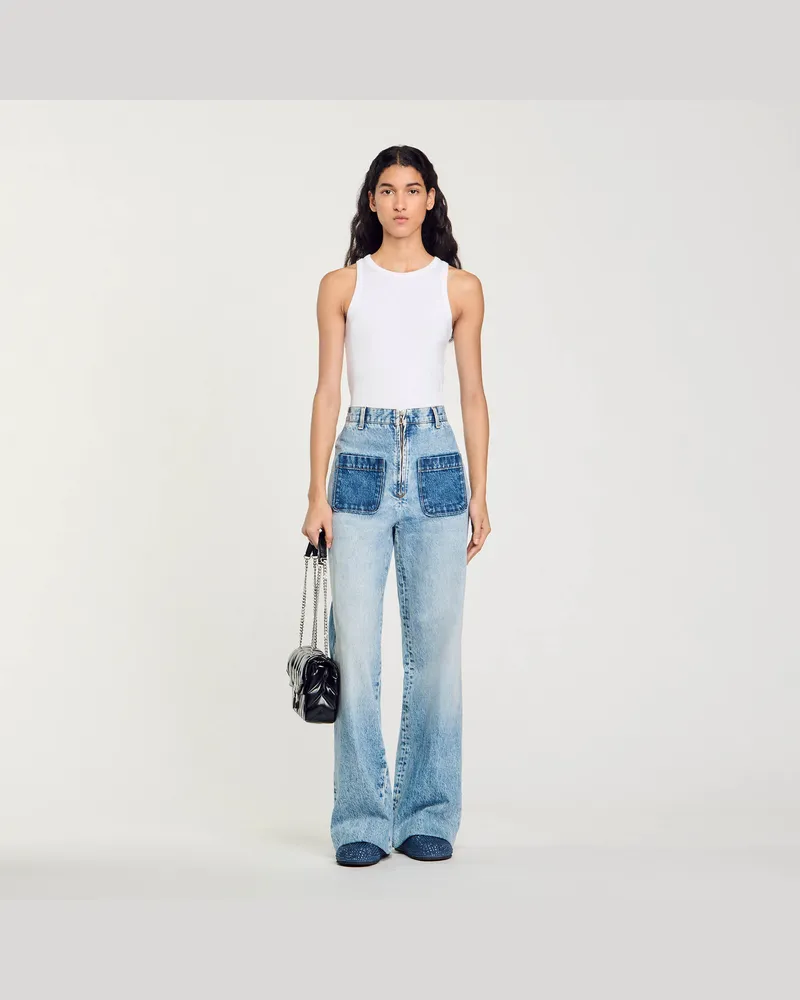 Sandro Jeans mit hohem Bund Hell-jeansblau