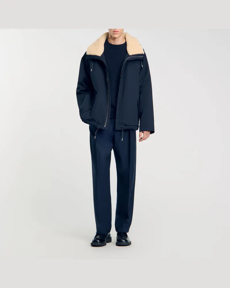 Sandro Gesteppter Parka aus Baumwolle Marine