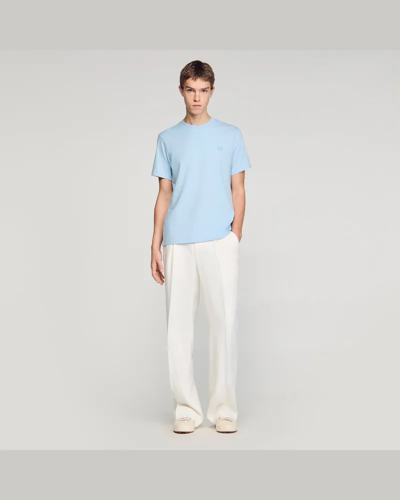 Sandro T-Shirt mit Double-S-Patch Himmel-blau