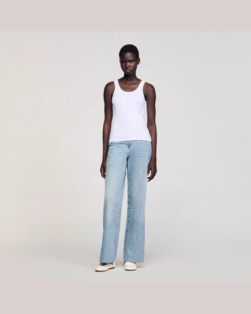 Sandro Tanktop mit Strass Weiß