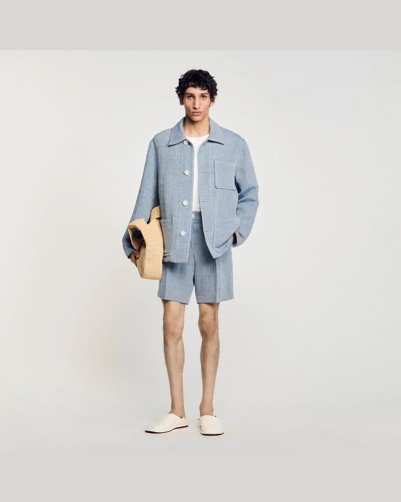 Sandro Worker-Blouson Chambray.