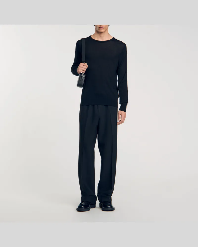 Sandro Feinstrickpullover Schwarz