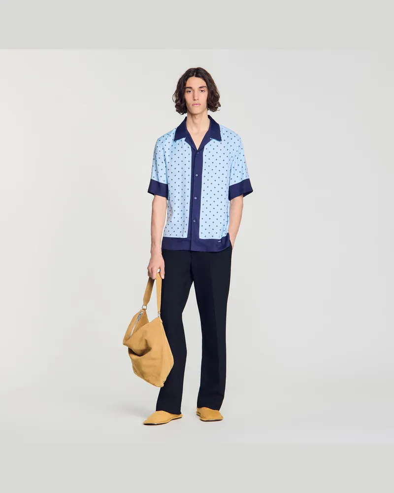 Sandro Hemd mit Micro-Cross-Muster Himmel-blau