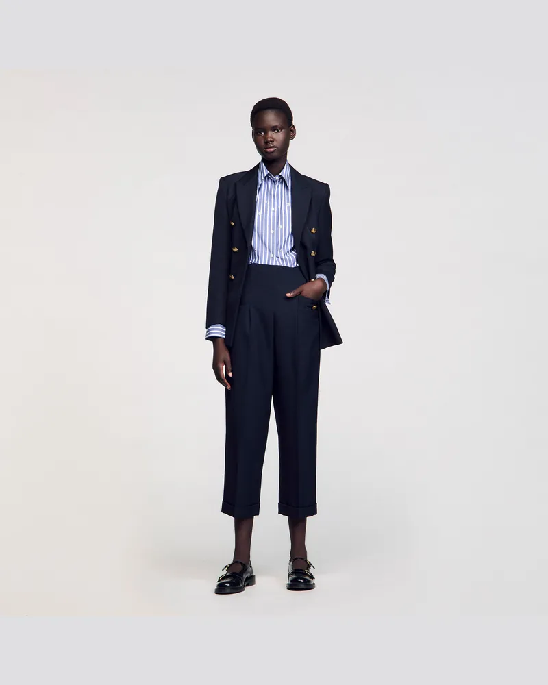 Sandro Weit geschnittene Hose Marine