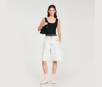 Besticktes Baumwolltop mit Perlen