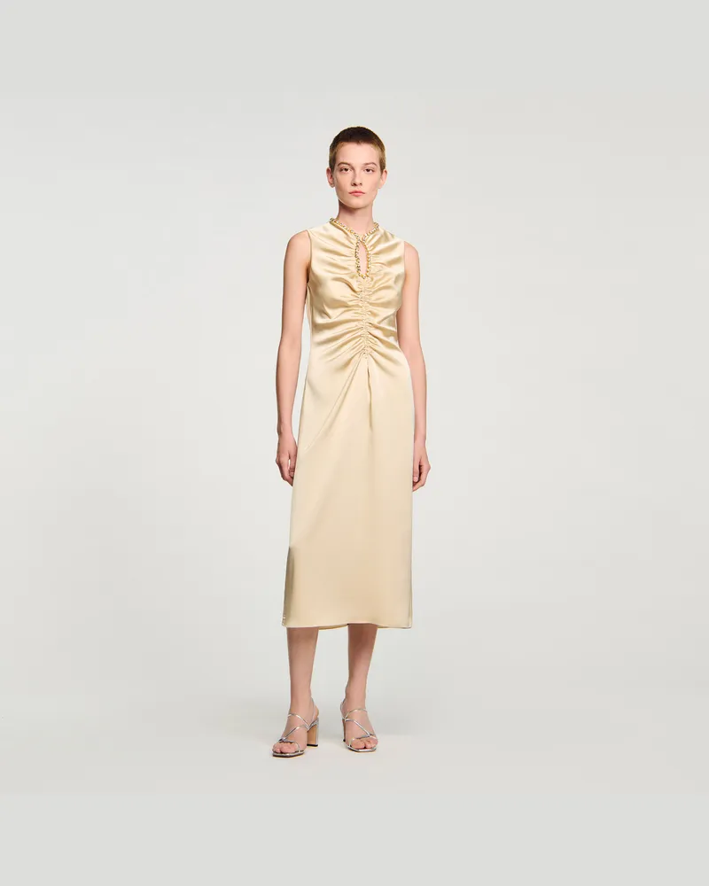Sandro Midikleid mit Strassbesatz Sand