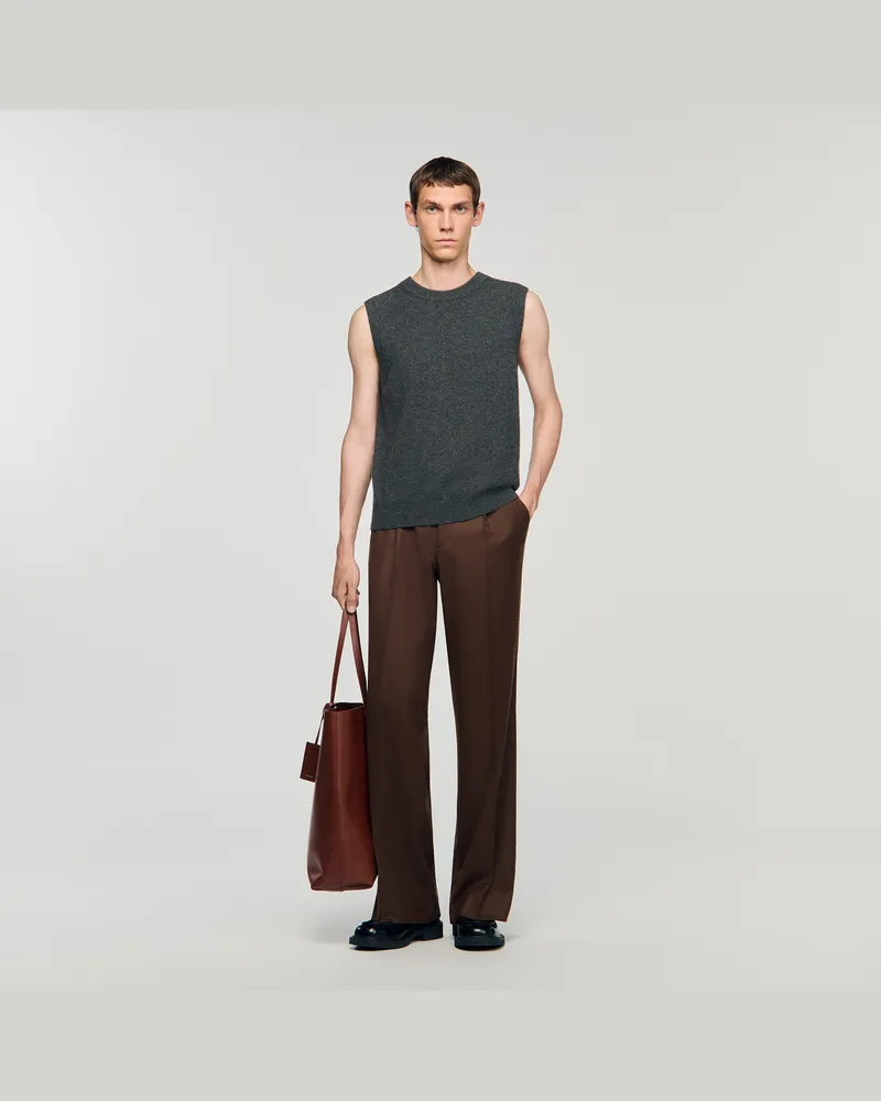Sandro Weite Hose aus Wolle Cognac.