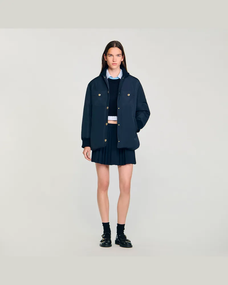 Sandro Daunenjacke mit Teddykragen Marine