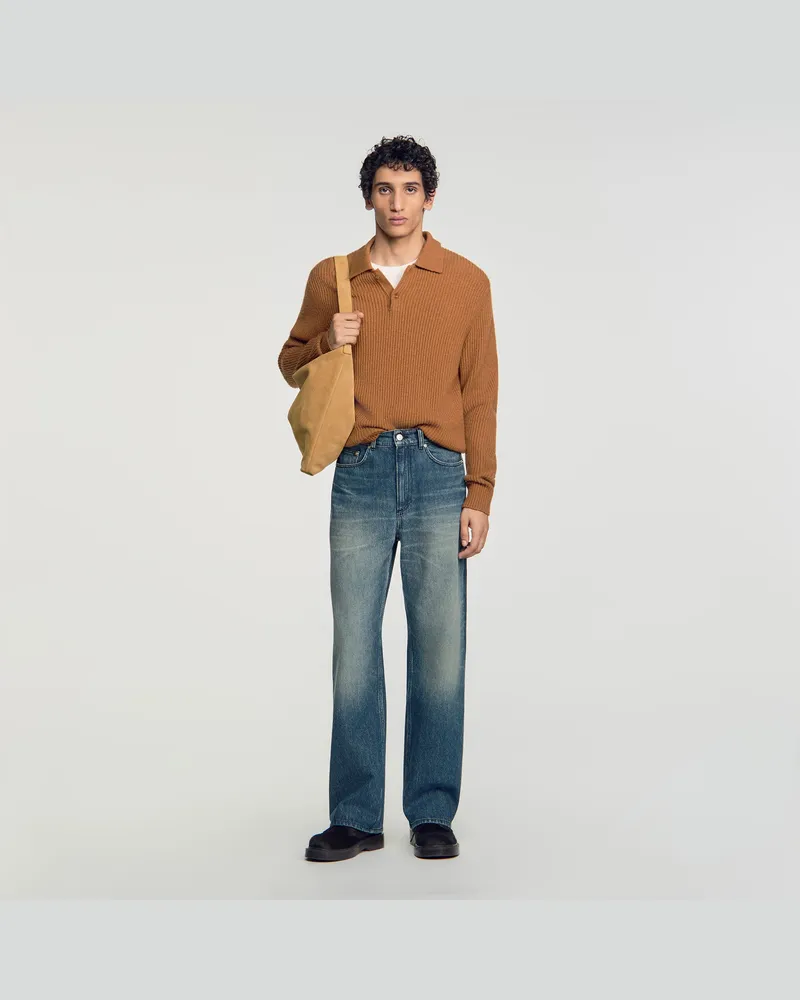 Sandro Verwaschene Baumwoll-Baggy-Jeans Blue-vintage-denim