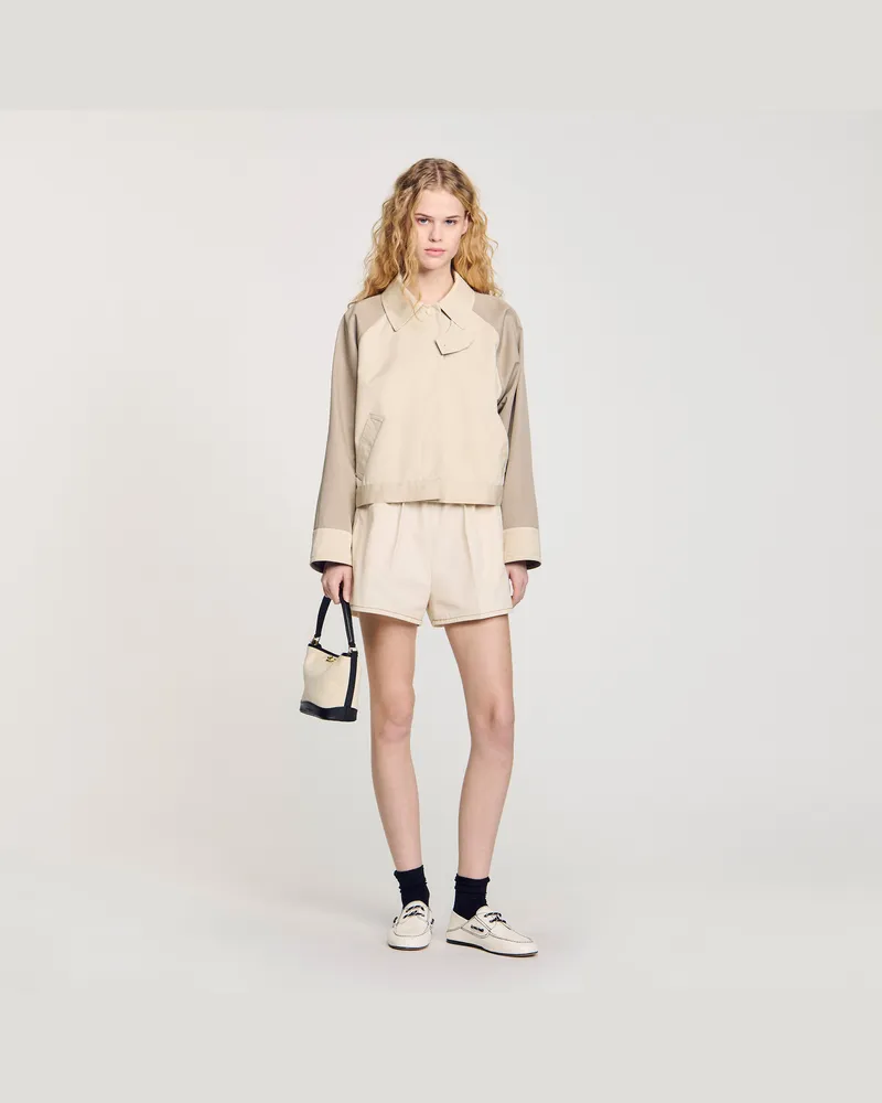 Sandro Zweifarbiger Blouson Beige