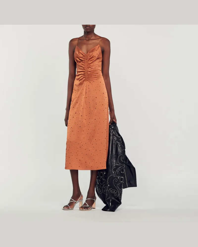 Sandro Kleid mit Strassverzierung Braun