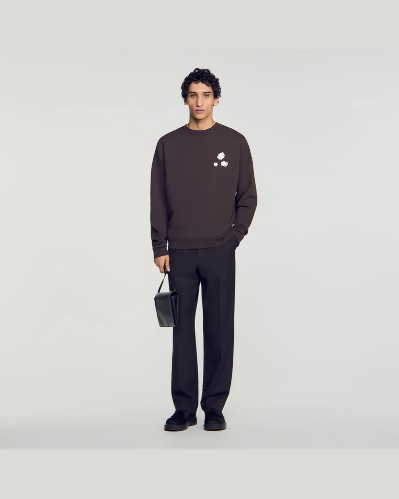 Sandro Oversize-Sweatshirt mit Blume Schokolade