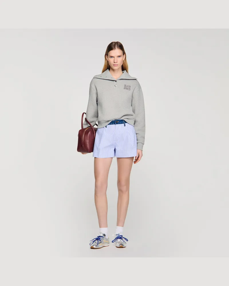 Sandro Vareuse-Sweatshirt mit Stickerei Grau
