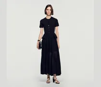 Langes Strickkleid mit Schößchen