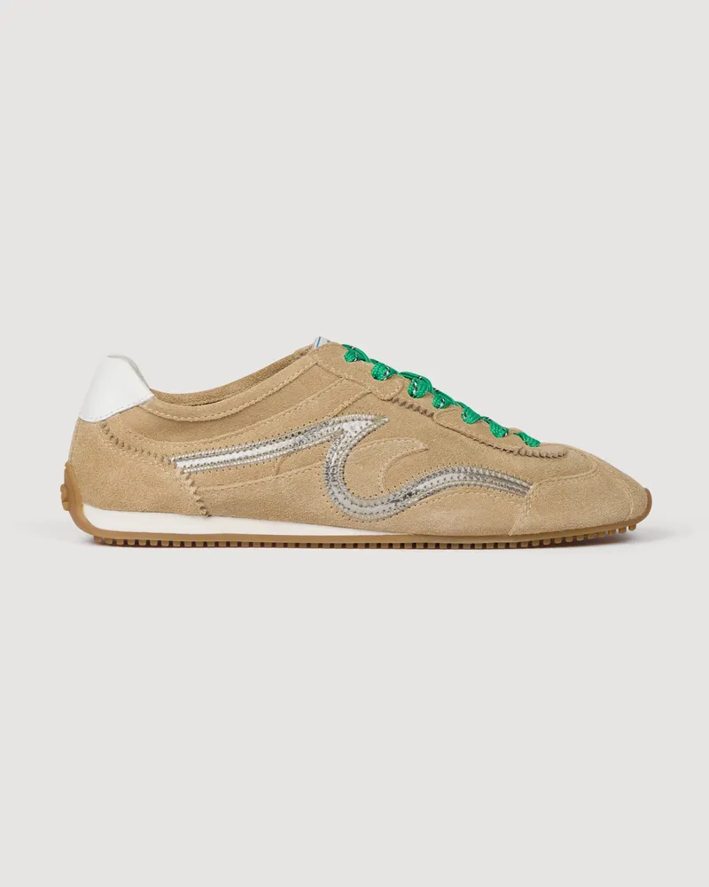 Sandro Light-Wave-Sneaker aus Veloursleder Beige