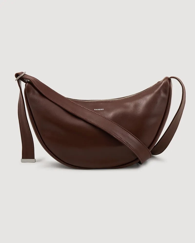 Sandro Kleine Hobo-Tasche aus Leder Cognac.