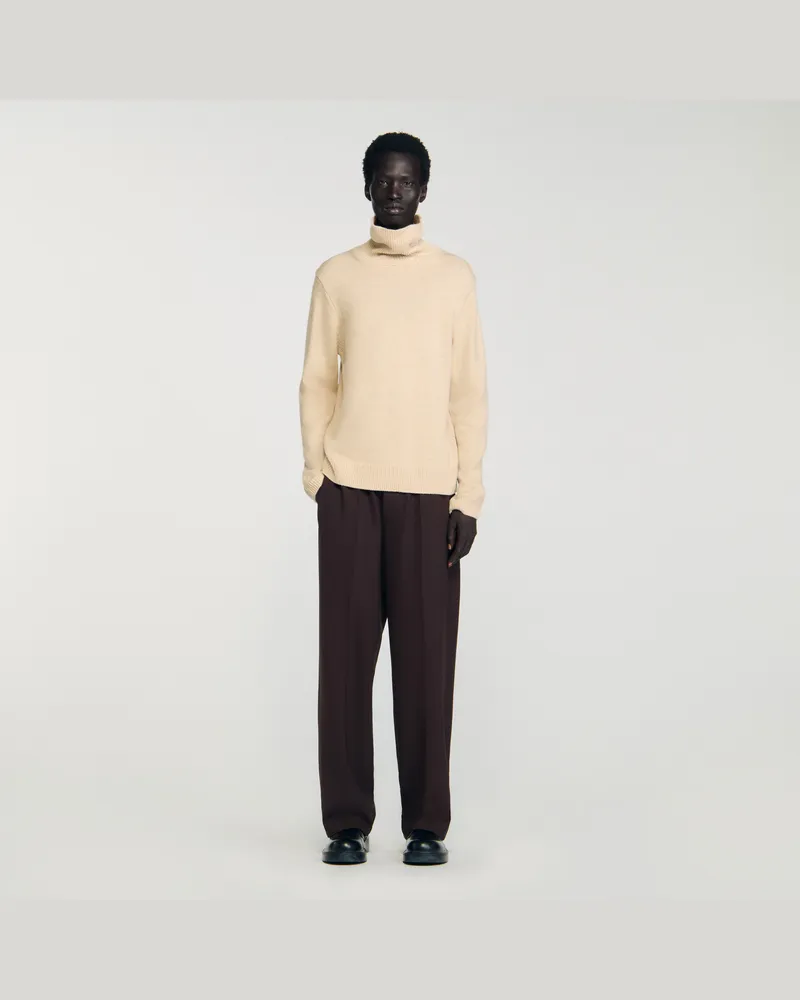 Sandro Rollkragenpullover aus Wolle & Kaschmir Beige