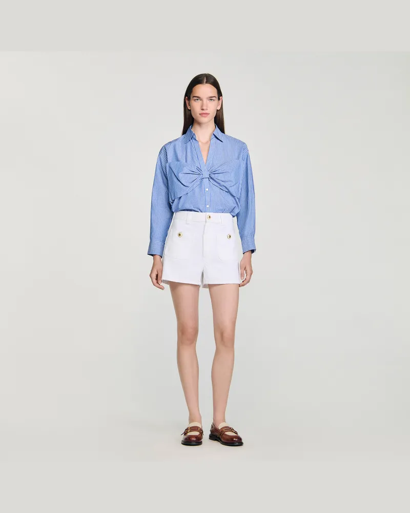 Sandro Oversize-Hemd mit Schleife Blau