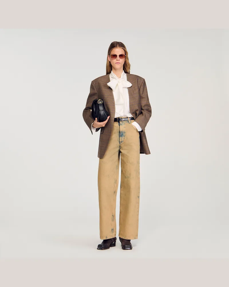 Sandro Weite Jeans aus verwaschenem Denim Beige