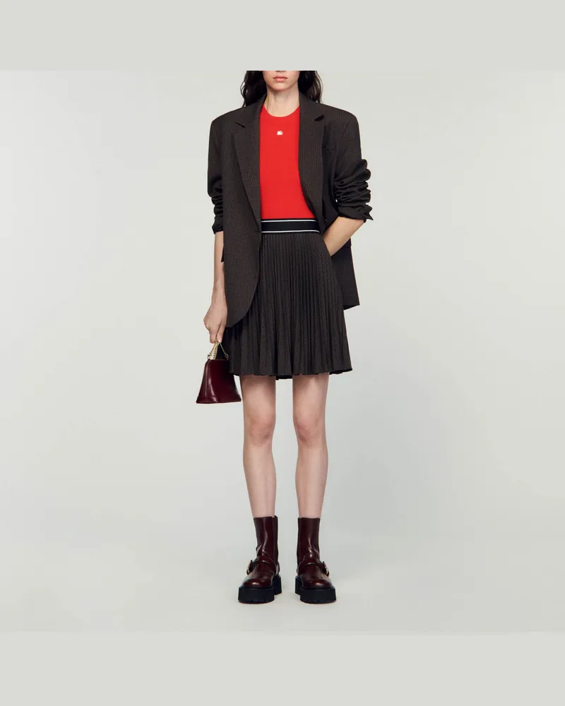 Sandro Plisseerock Braun