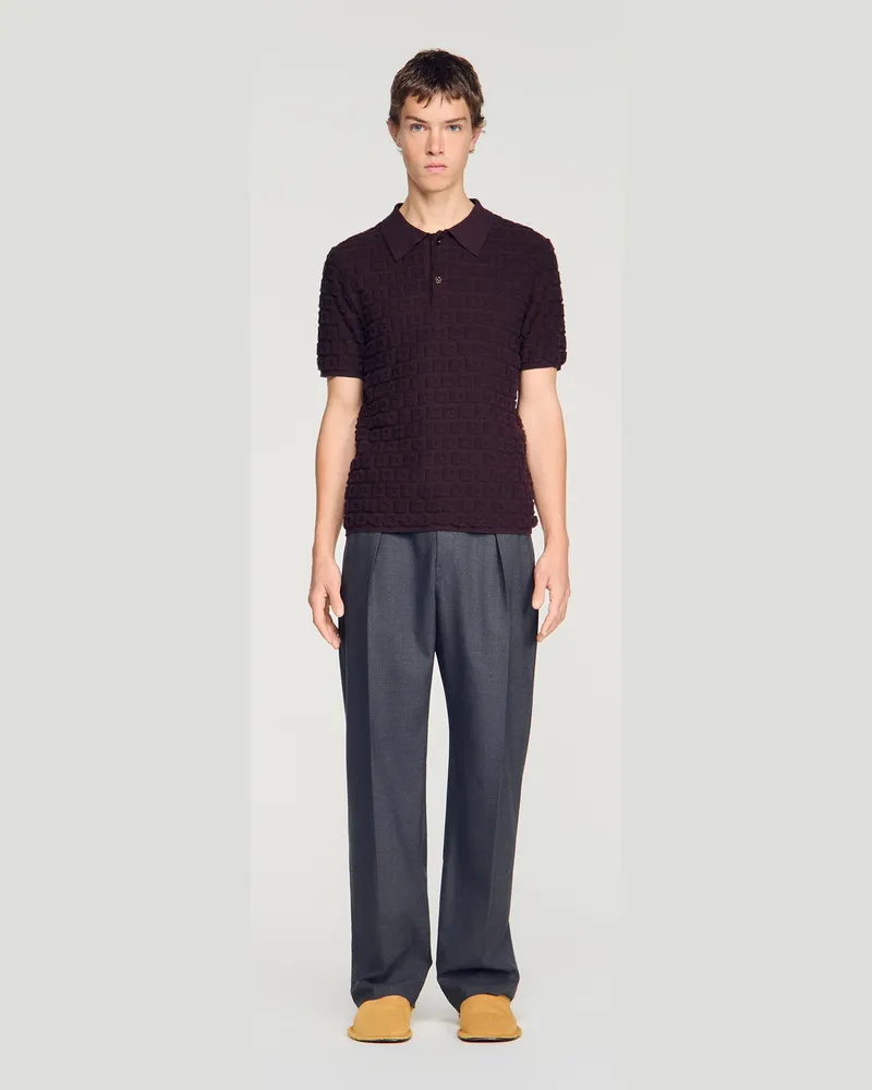 Sandro Poloshirt aus Frottee Schokolade