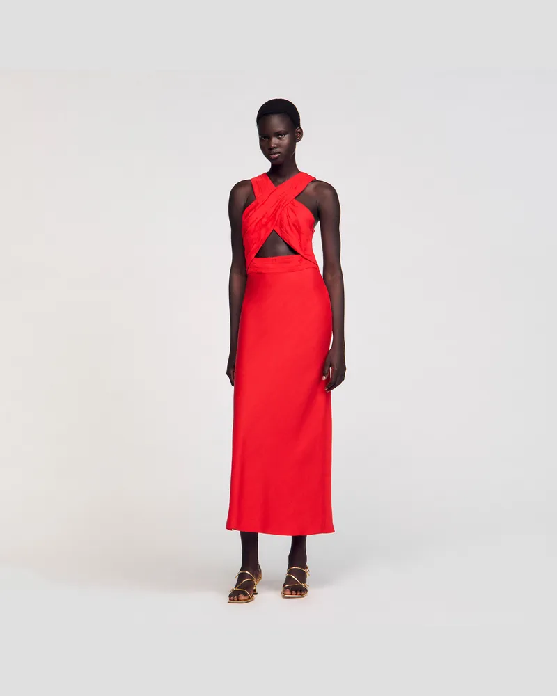 Sandro Langes Wickelkleid Rot