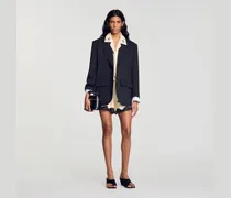 Satinierte Jacke im Materialmix
