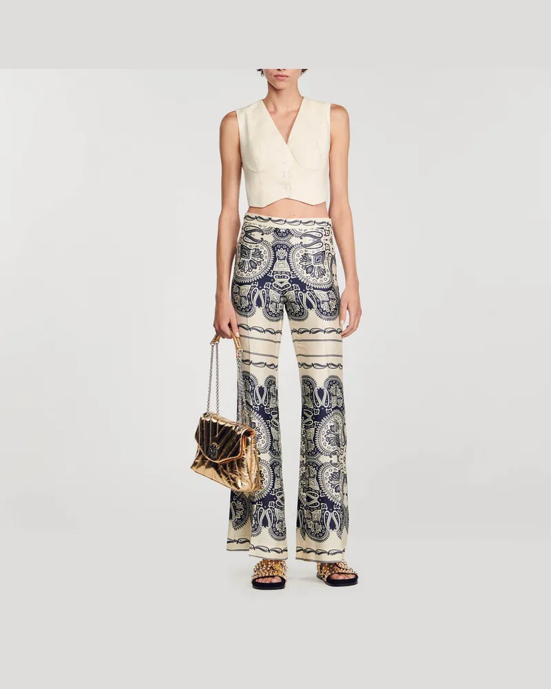 Sandro Fließende bedruckte Hose Beige