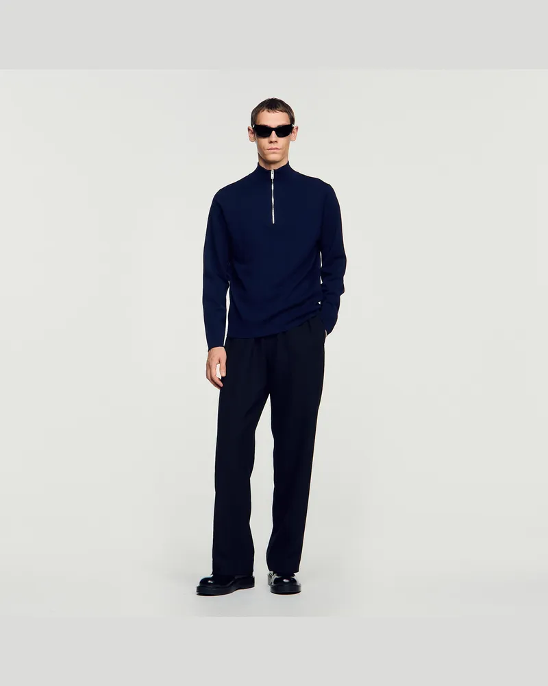Sandro Wollpullover mit Reißverschlusskragen Midnight