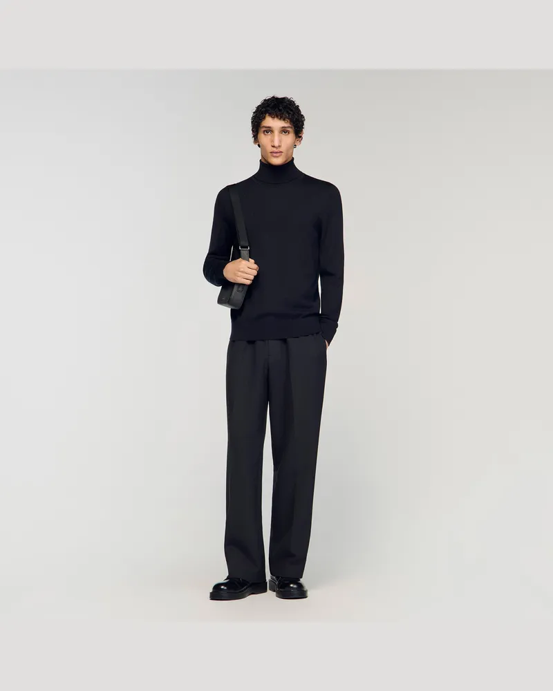 Sandro Rollkragenpullover aus Wolle Schwarz